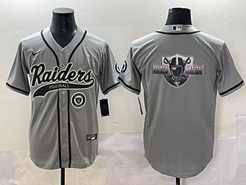 Men 2025 Oakland Raiders Blank Grey Joint Name Nike Limited NFL Jersey style 12
